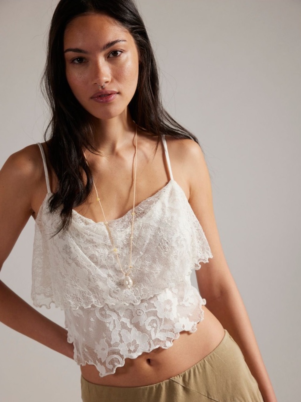 Free People Rose Gold Lace Top NWT S